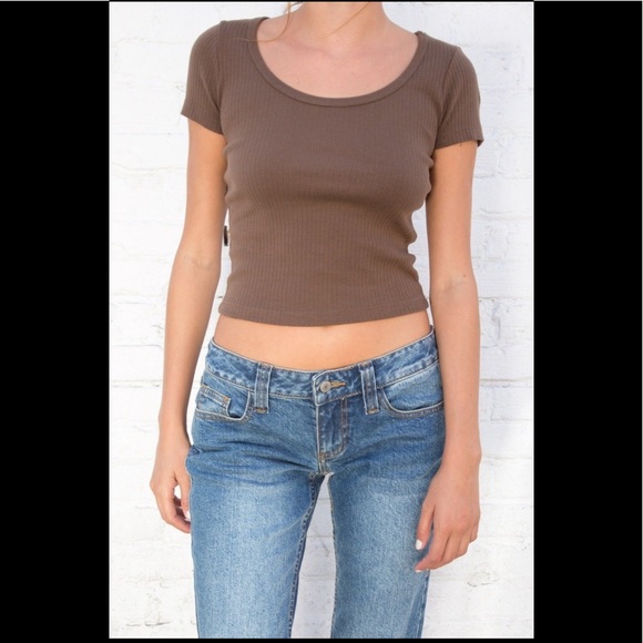 Brandy Melville Brown Zelly Ribbed Top 